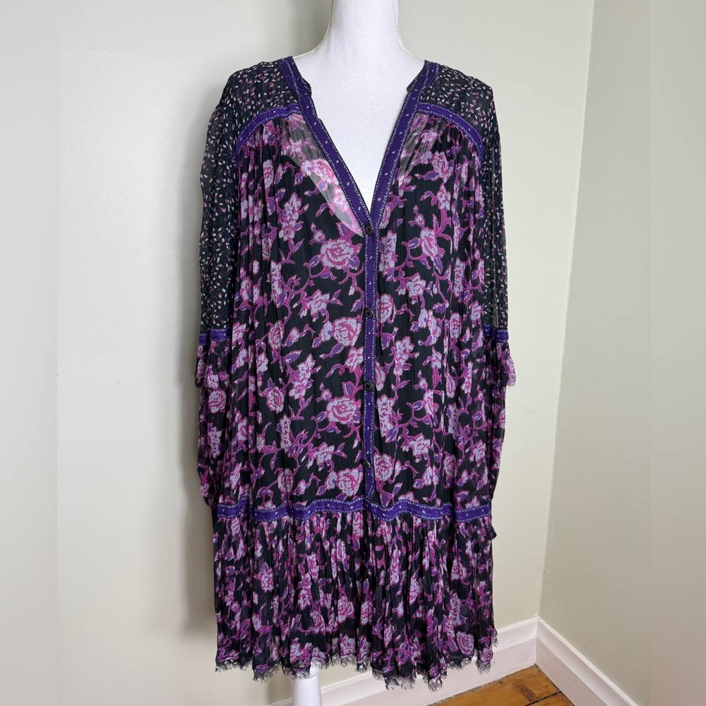 Free People Rosebud Print Mini Tunic Dress Size Large